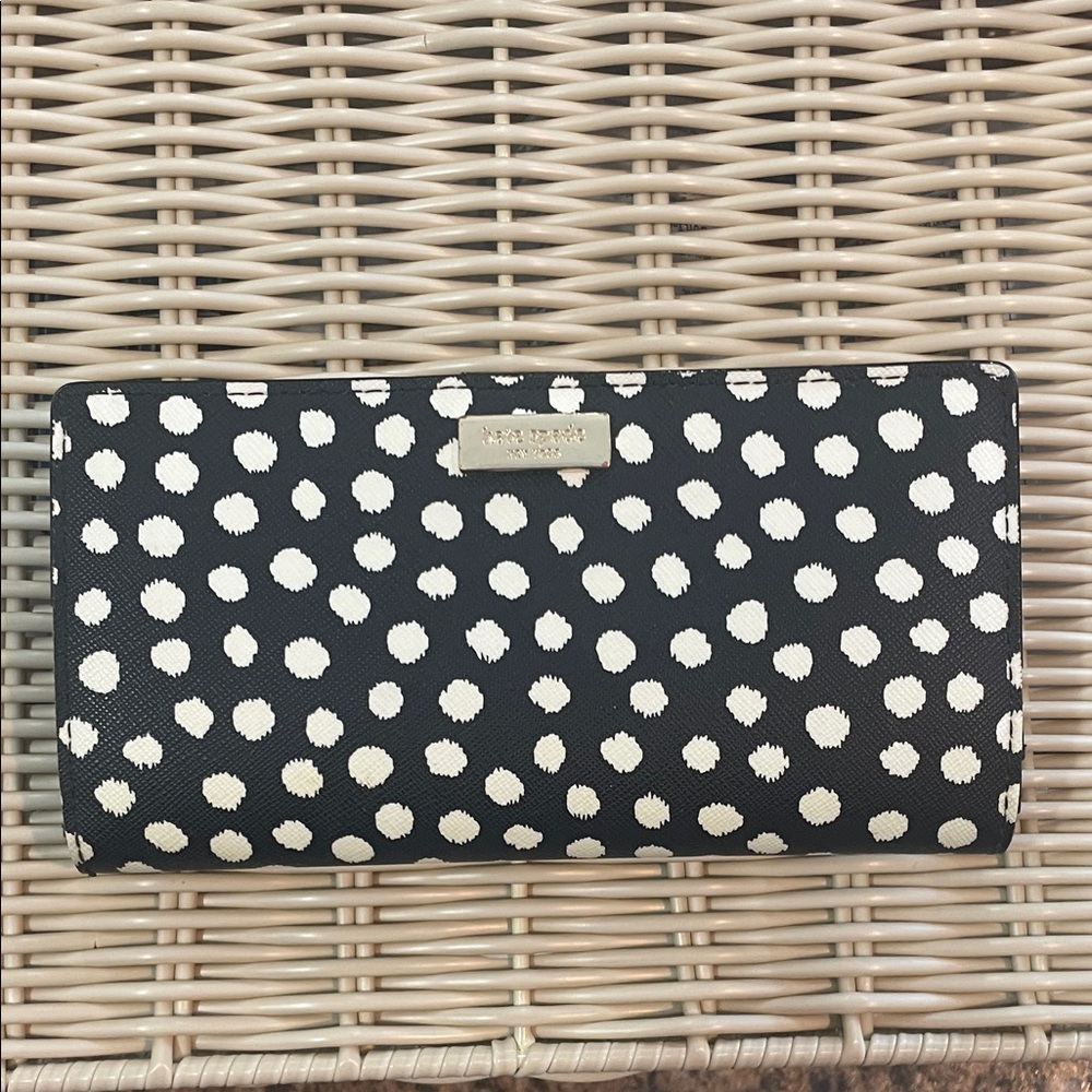 kate spade Black & White Polka Dot Continental Wallet